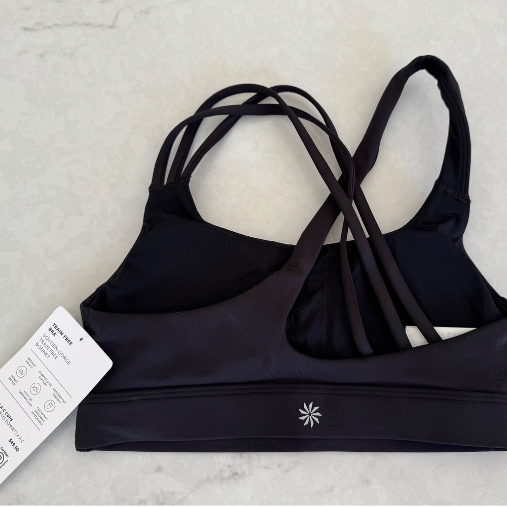 Athleta Train Free Sports Bra NWT Size S Black  Strappy Medium Support Yoga Gym - Picture 4 of 5